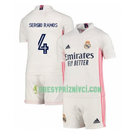 Fotbalový Komplet Real Madrid Sergio Ramos 4 Dětské Domácí 2020-2021 Krátký Rukáv (+ trenýrky)